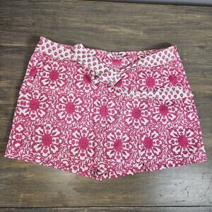 Vineyard Vines Skort Shorts Pink & White Tie Medallion Print Crossover Pockets